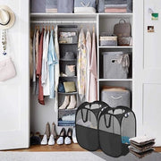 Due asciugamani pieghevoli 36 x 36 x 56 cm, asciugamani pieghevoli con maniglia, box per asciugamani a rete, contenitore per conservare asciugamani per camera da letto dei bambini, stanza degli studenti, campeggio e viaggi (nero)