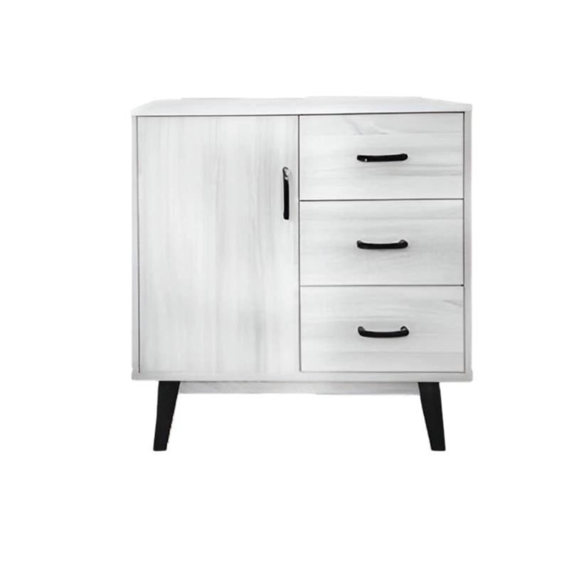 MOBILE MODERNO IN LEGNO CON 3 CASSETTI, 1 ANTA E PIANO D'APPOGGIO COLORE BIANCO DIMENSIONI 80X38X74 CM
