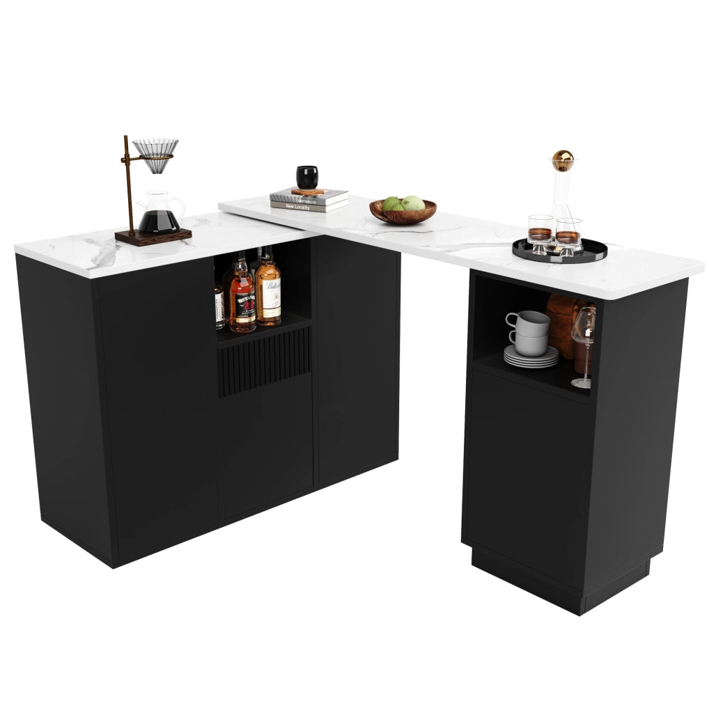 Banco bar girevole 210x30x100.9 cm con design rotante; MDF; nero