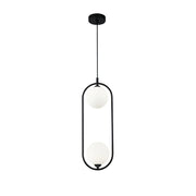 Lampada a sospensione Maytoni Ring nera 2xG9 sfere bianche