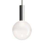 Zafferano Lampada a sospensione Sfera in alluminio, diffusore in vetro borosilicato soffiato LED TRIAC 8W 3000K Diametro 18 cm, trasparente sabbiato