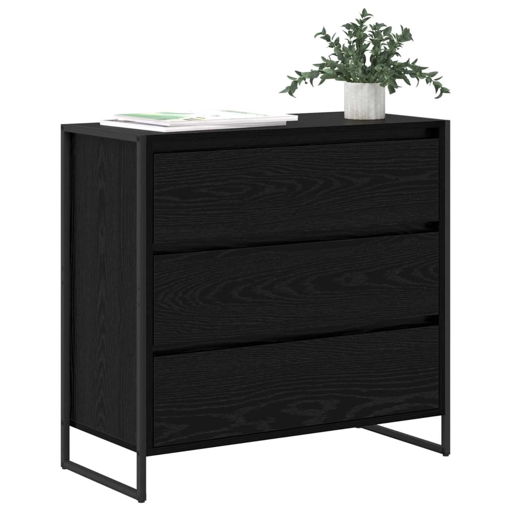 Credenza | Madia | Buffet da pranzo | Armadio da pranzo Rovere Nero 79 x 36 x 75.5 cm Legno multistrato