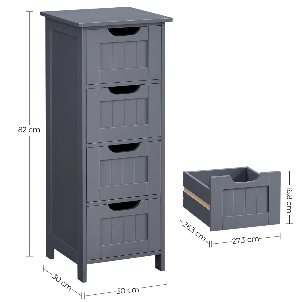 Mobile bagno indipendente con 4 cassetti cassettiera da 82 cm per soggiorno cucina e corridoio salvaspazio grigio 12_0002746