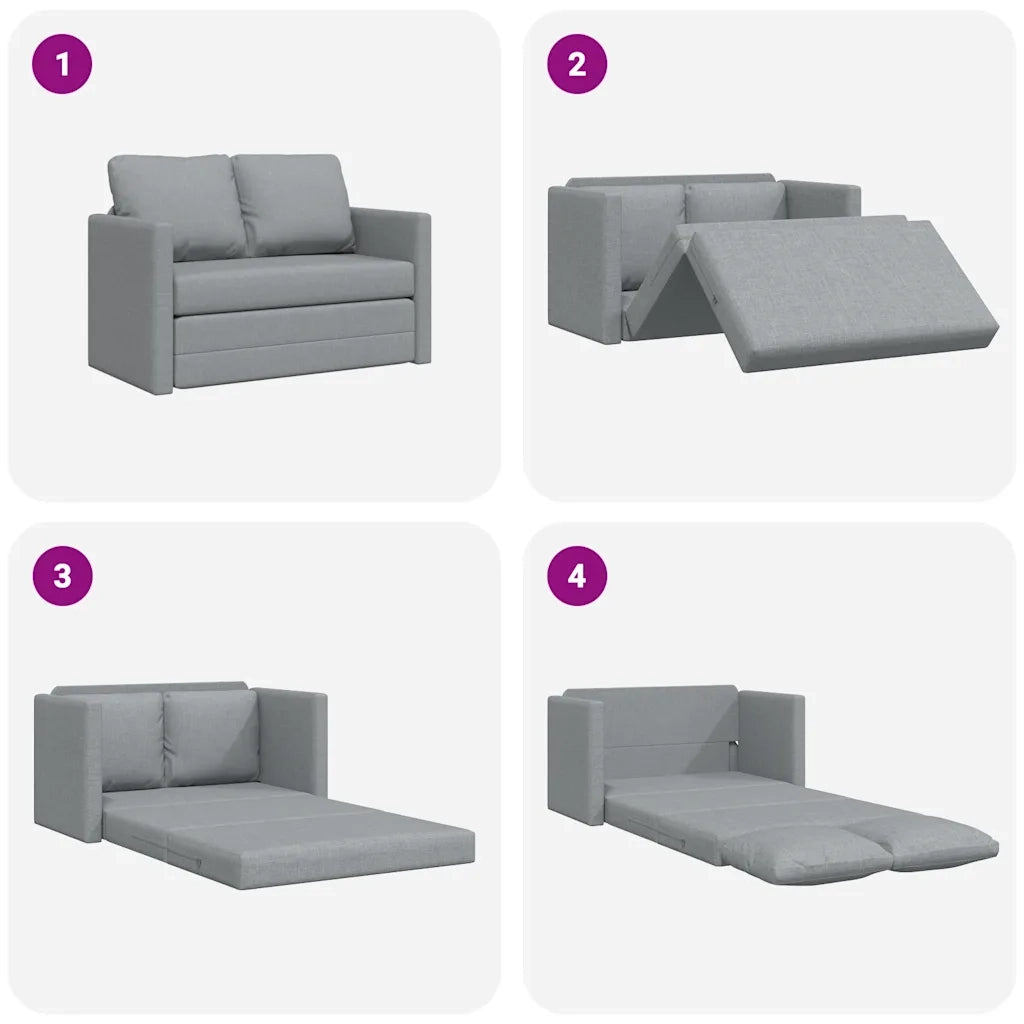 Divano Letto da Terra 2 in 1 Grigio Chiaro 112x174x55cm Tessuto