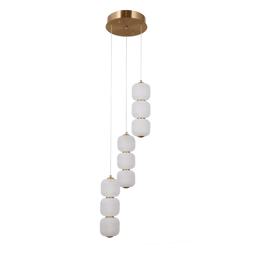 Sospensione Italux GANTI oro, 3 sfere opale LED 20W