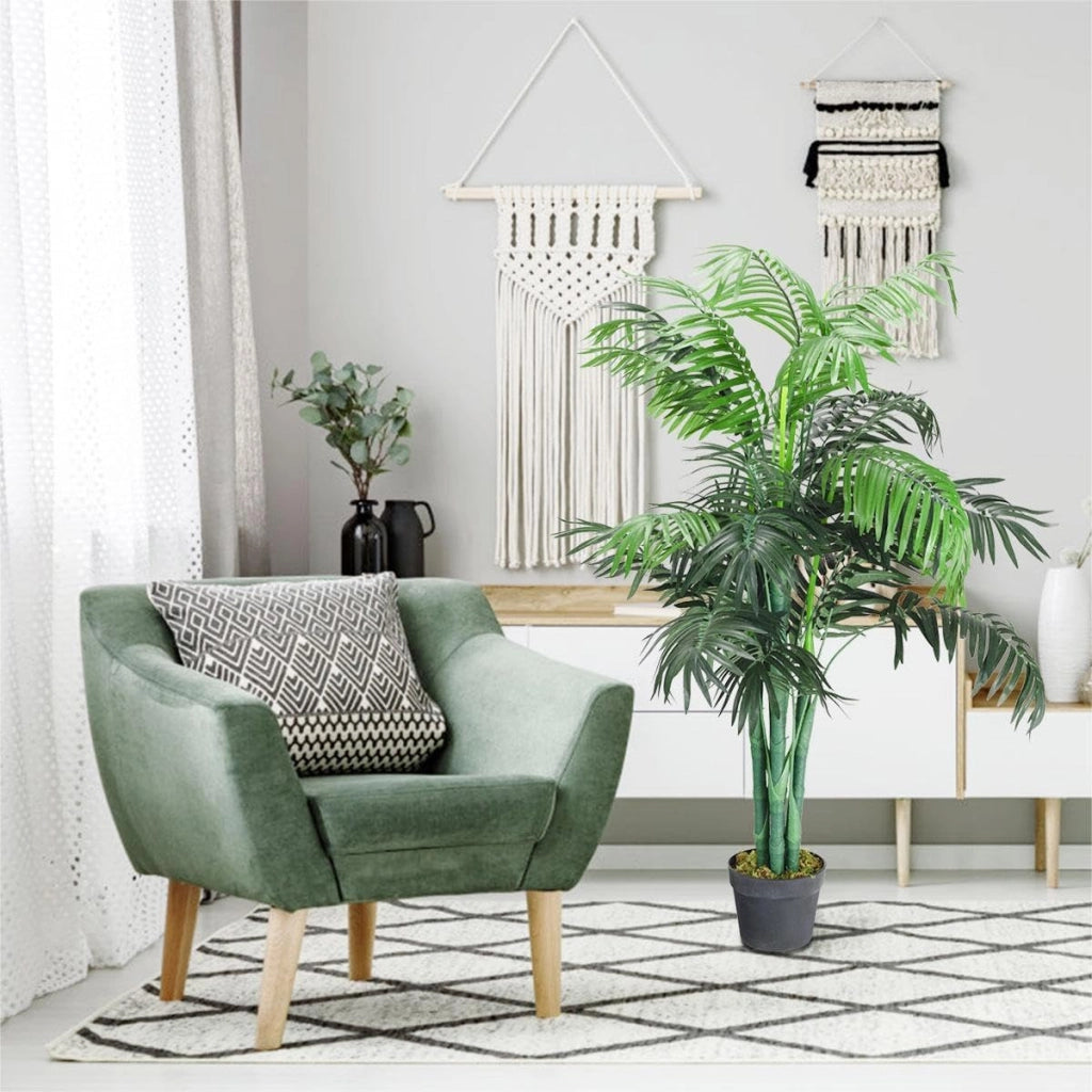 Pianta artificiale, palma artificiale, 110 cm, pianta da interno in vaso, albero artificiale, grande pianta decorativa per giardino, soggiorno e ufficio