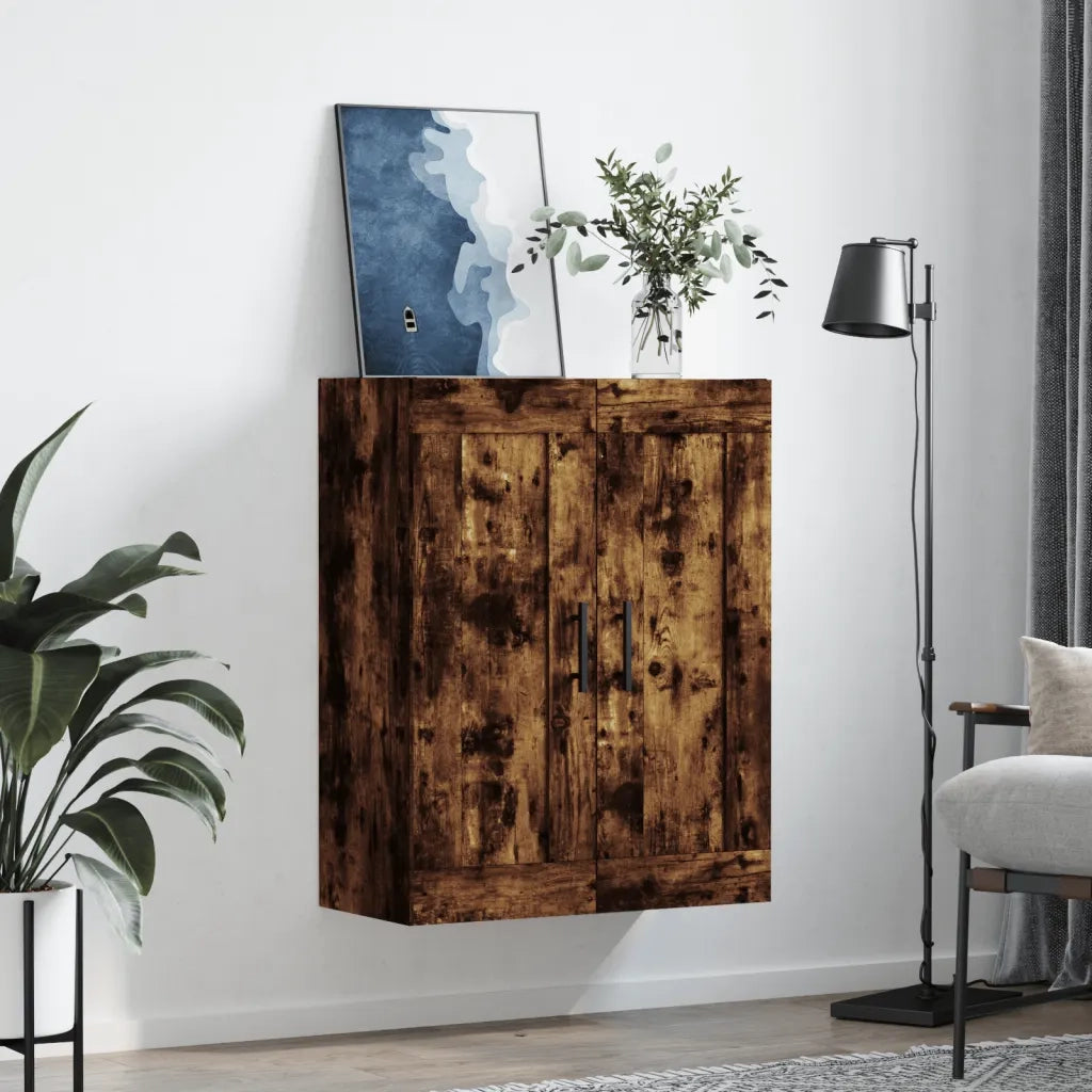 Armadietto a Muro | Mobile a Parete Rovere Fumo 69,5x34x90 cm in Legno Multistrato
