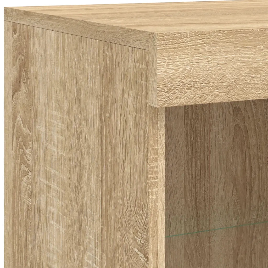 Credenza con Luci LED-Buffet-Armadio da cucina Rovere Sonoma 81x37x100 cm