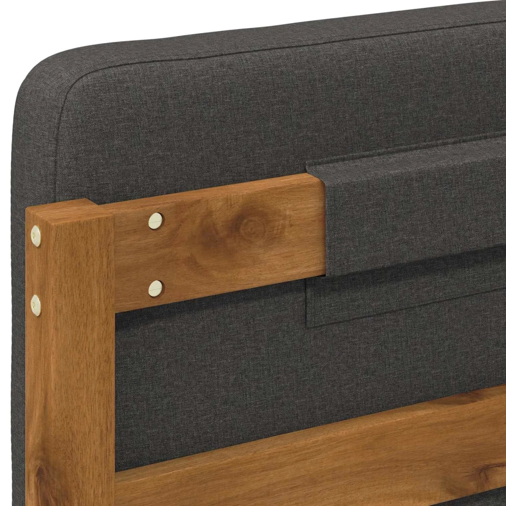Letto con Testiera Rivestita Naturale e Grigio Scuro 903977