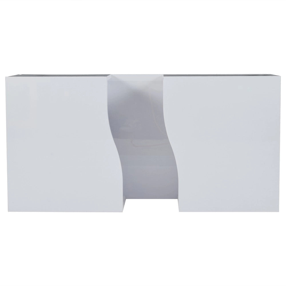Tavolino da Caff¨¨ con LED e 2 Cassetti ¨C MINIMAL ¨C Bianco Lucido, MDF, 100x50x35