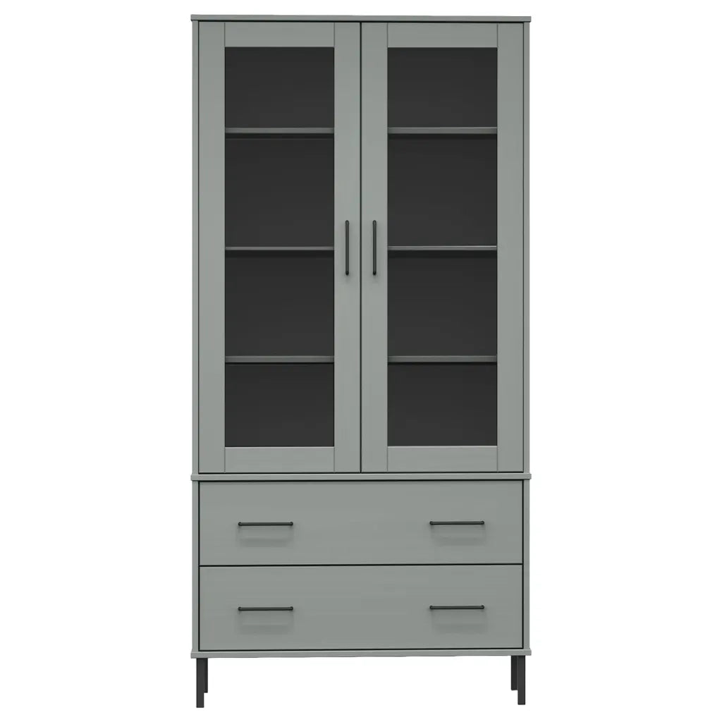 Libreria Gambe Metallo Grigio 85x35x172,5cm Legno Massello OSLO 350992