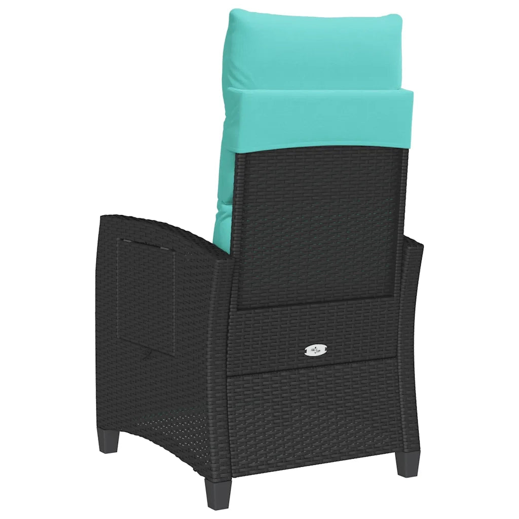 Sedia Reclinabile da Giardino | Sedie da Esterno con Tavolino Nera Polyrattan
