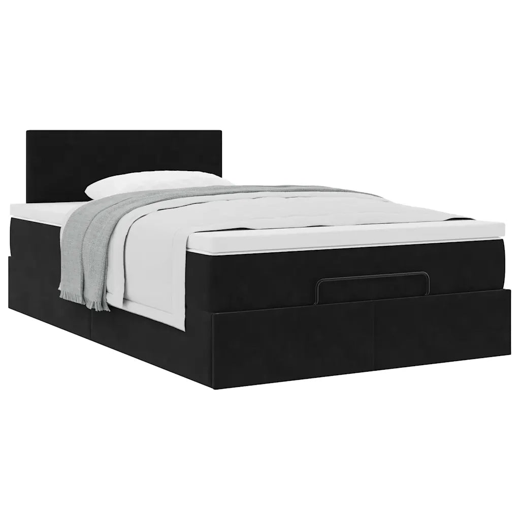 Pouf Letto con Materasso Nero 120x190 cm Velluto 3311689