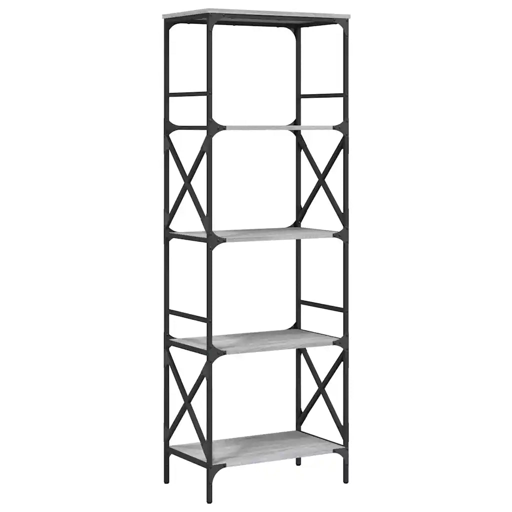 Libreria 5 Ripiani-Scaffale per Libri-Mobile di Stoccaggio Grigio Sonoma 59x35x171 cm Legno Multistrato