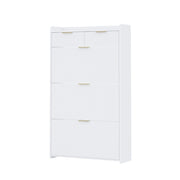 Scarpiera con 3 ante ribaltabili e 2 cassetti per ingresso in truciolare 80x25x135 cm bianco