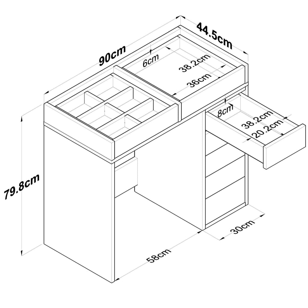 Aldhibah, Consolle Materiale Struttura in Legno Nobilitato, 44.5x90x79.8h cm Bianco