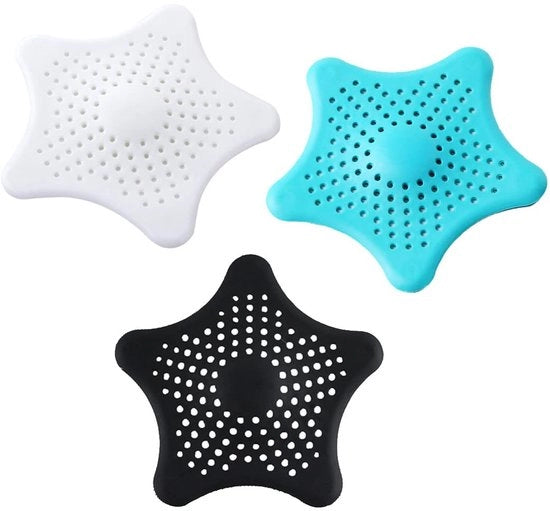 Filtro di drenaggio - Filtro per capelli in silicone - Apparecchio anti- ostruzione - Bagno/Cucina - 3 pezzi - 15 cm di diametro - Forma a conchiglia - Filtro per scarico