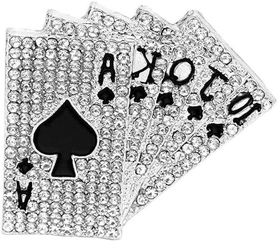 Punk Poker Broches con Pizzo in Cristallo Personalizzabili per Festa e Sposa per Donna Uomo Accessori di Abito e Cerimonia Reversabili con Zirkonia Cubica