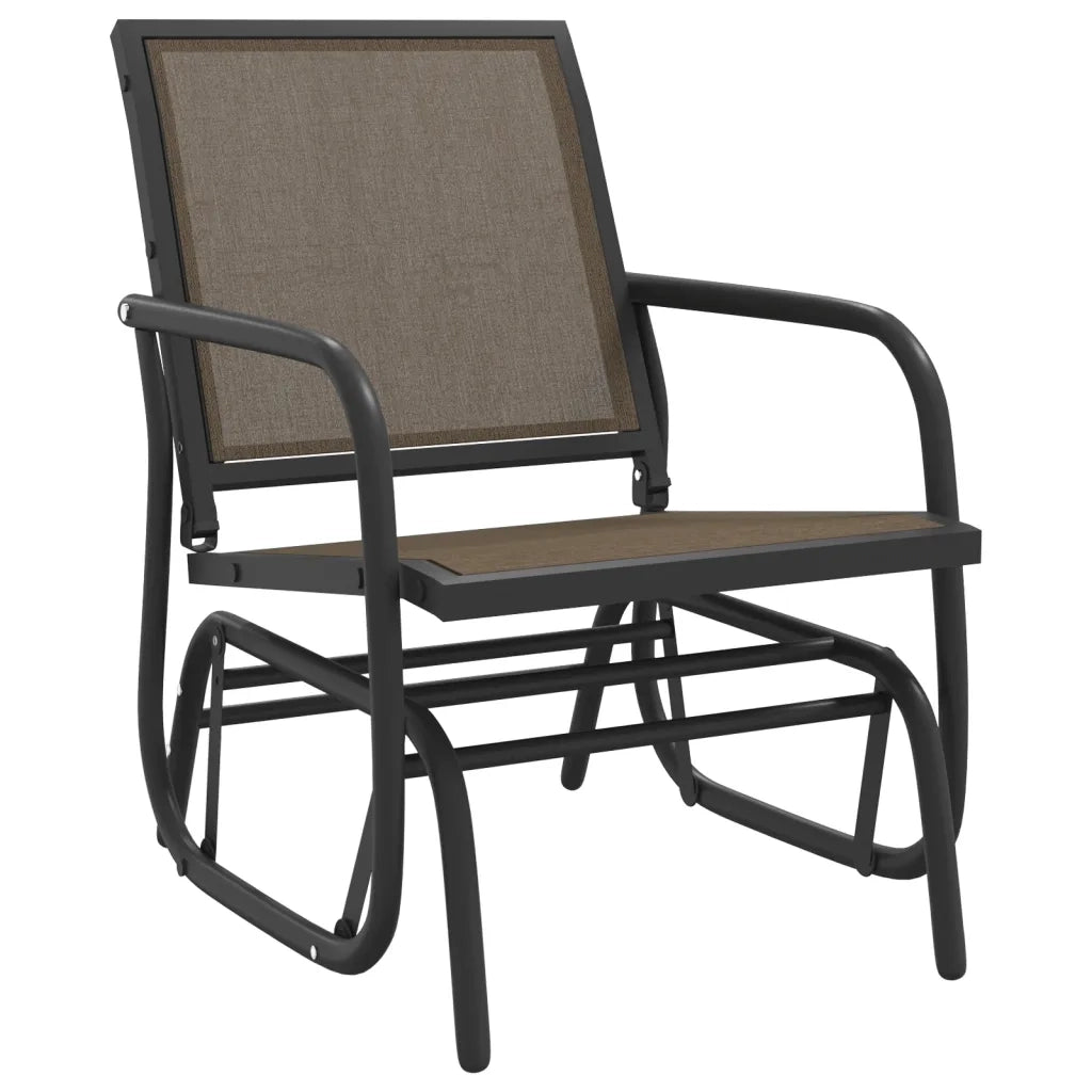 Sedia a Dondolo Giardino Marrone 61x76x87cm Textilene e Acciaio