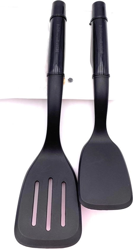 Set di spatole nylon spatola forfora - 2 pezzi di ausilio cucina (nero)
