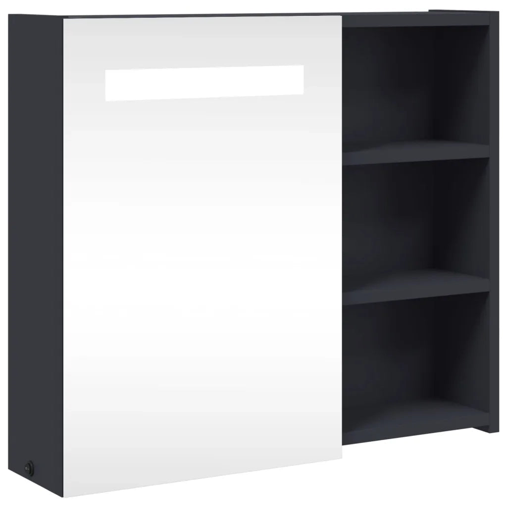 Armadietto Bagno con Specchio e LED-Mobile bagno con specchio Grigio 60x13x52 cm