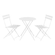 Set Bistrot Caprile da Esterno con Tavolino Rotondo e 2 Sedie in Acciaio Bianco [en.casa]