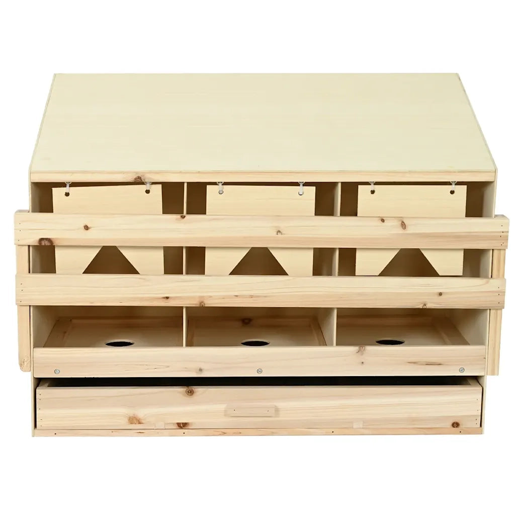 Casetta Cova per Galline 3 Scomparti 93x40x65 cm Legno di Pino