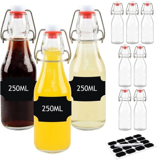 Set di bicchieri con imbuto 10 pezzi 250ml - Bicchieri in vetro - Liberi da leganti - Aereostatici - Resistenti al lavastoviglie - Vetro ecologico