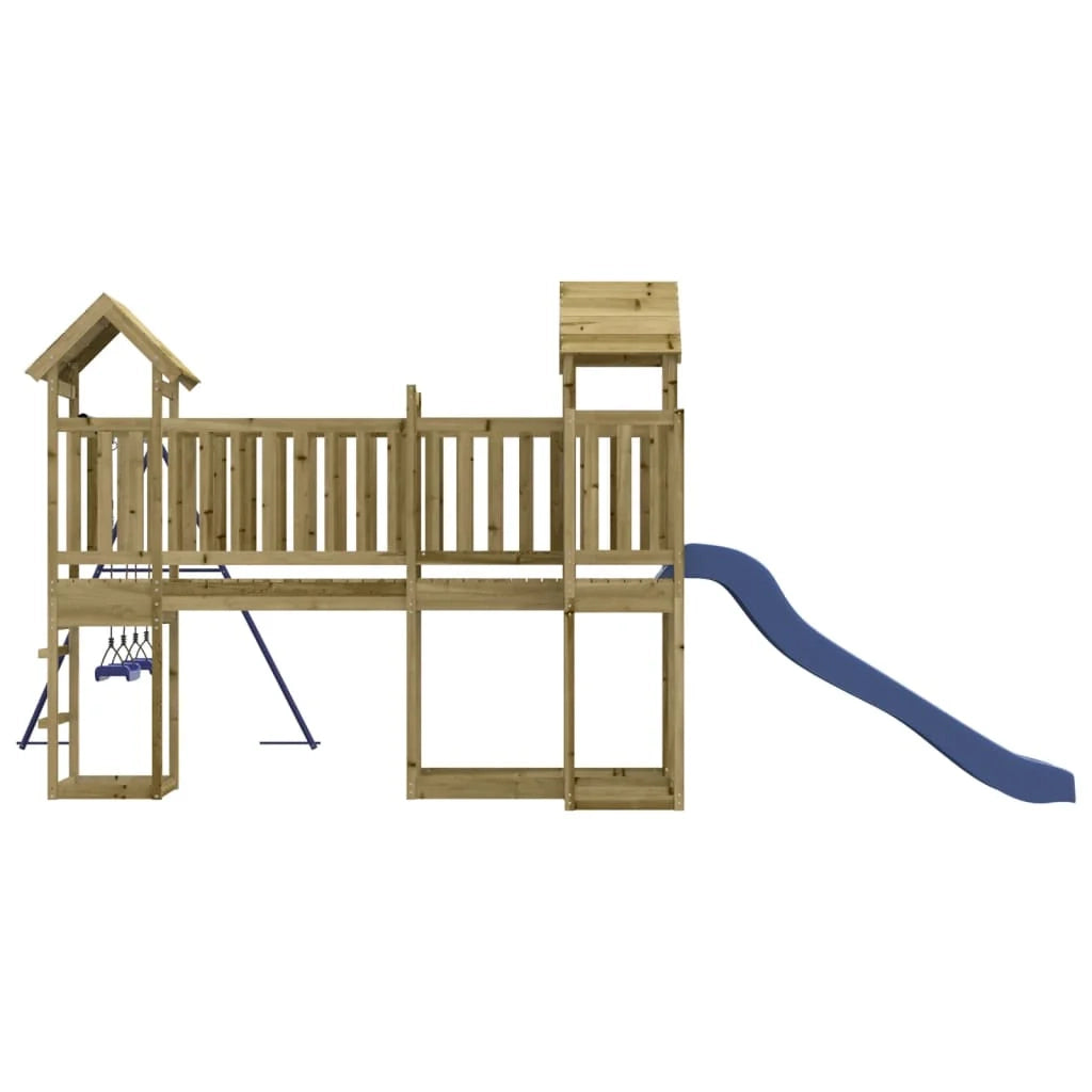 Altalene per parco giochi all'aperto scivolo altalene robuste giochi da giardino 357 x 524 x 214 cm legno di pino impregnato 02_0004656