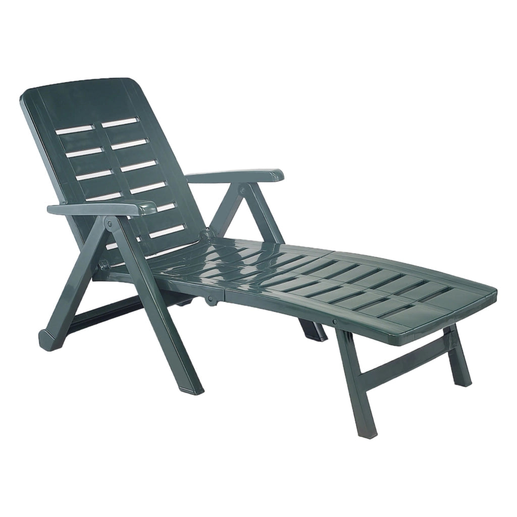 Sdraio da Giardino Noahs, Lettino Prendisole Ruote Made in Italy, 189x72x96h cm Verde