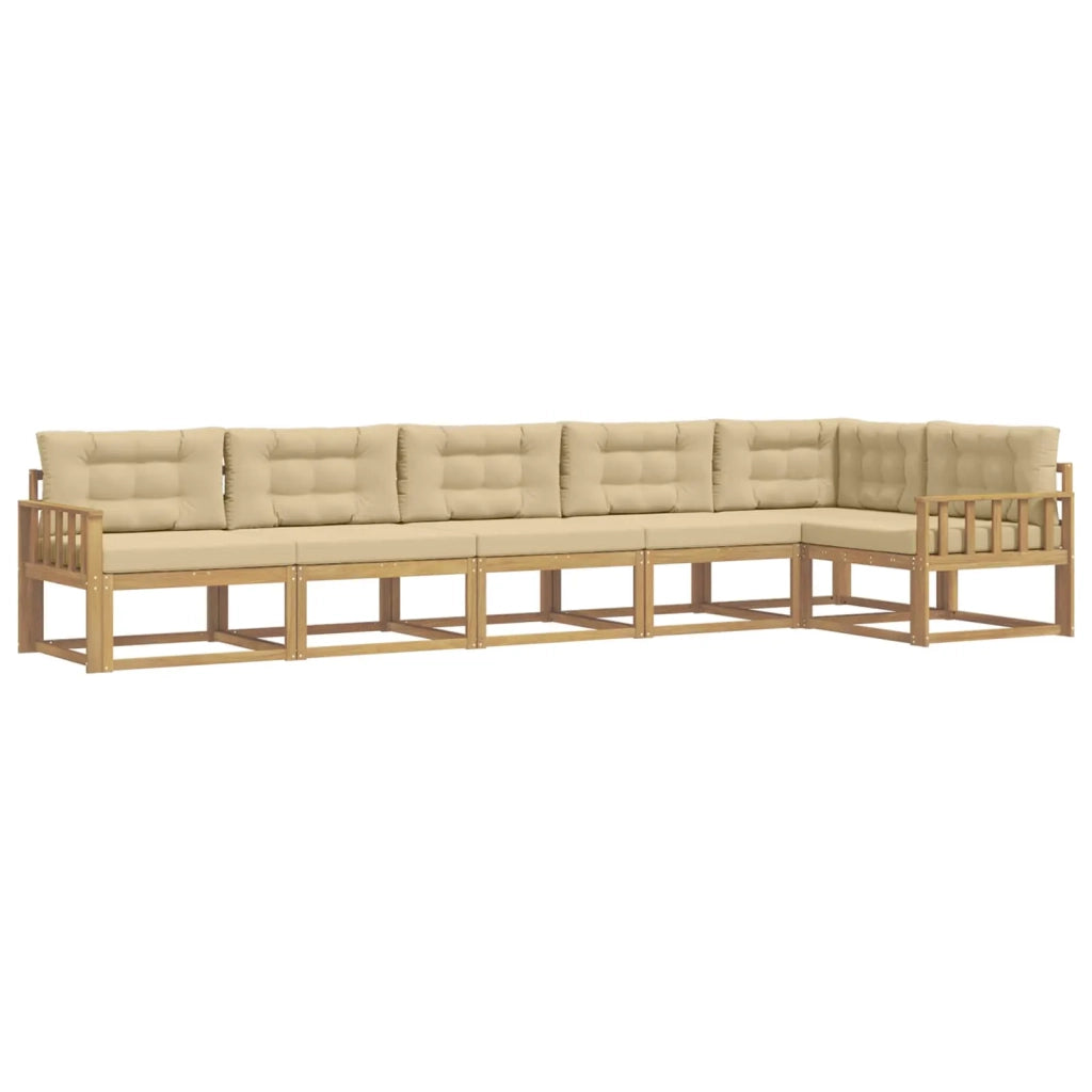 Set di divani da esterno 4 pcs Bianco e Beige Poliestere