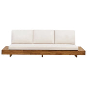 Divano da giardino in legno chiaro certificato Acacia per esterni a 3 posti con cuscini Design moderno e mediterraneo