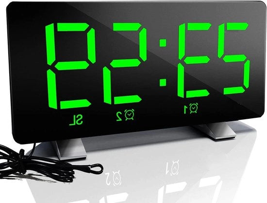 Radio con porta USB, orologi elettrici con illuminazione regolabile, funzione di standby 12/24 ore - Verde