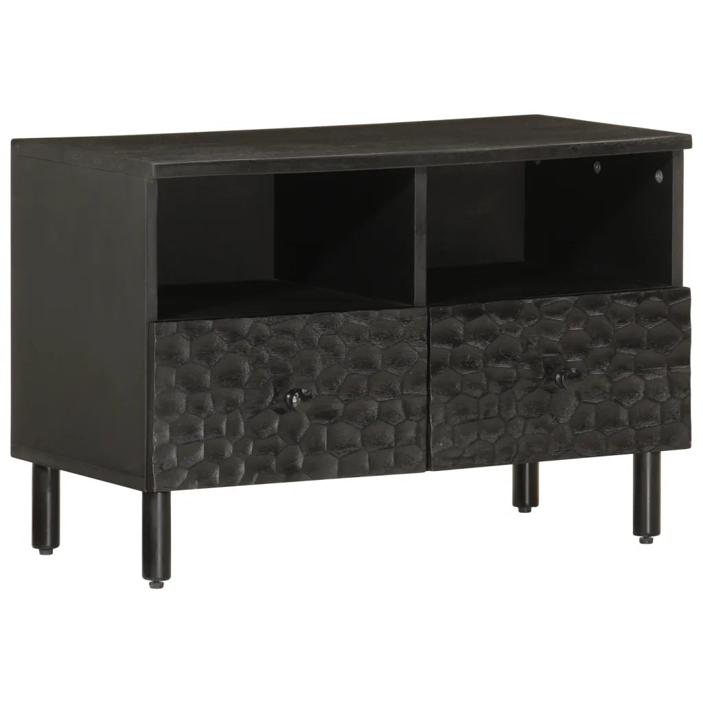 Mobile Porta TV Nero 70x33x46 cm in Legno Massello di Mangocod mxl 114096