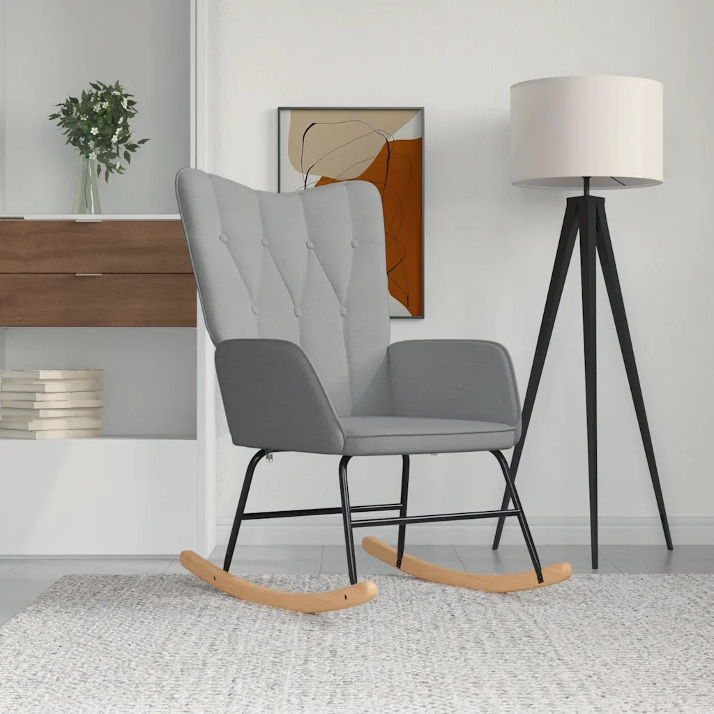 Sedia a Dondolo Grigio Chiaro in Tessuto CFW1088265