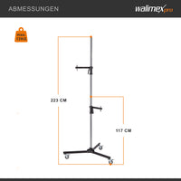 Cavalletto fotografico a rotelle 223 cm max 12 kg, Stativo per luci con due morsetti regolabili e spigot 5/8" per apparecchiature fotografiche
