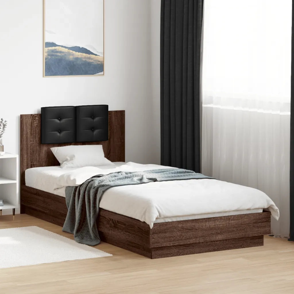 Giroletto con Testiera e LED-Struttura Letto con testiera Rovere Marrone 100x200 cm 633037