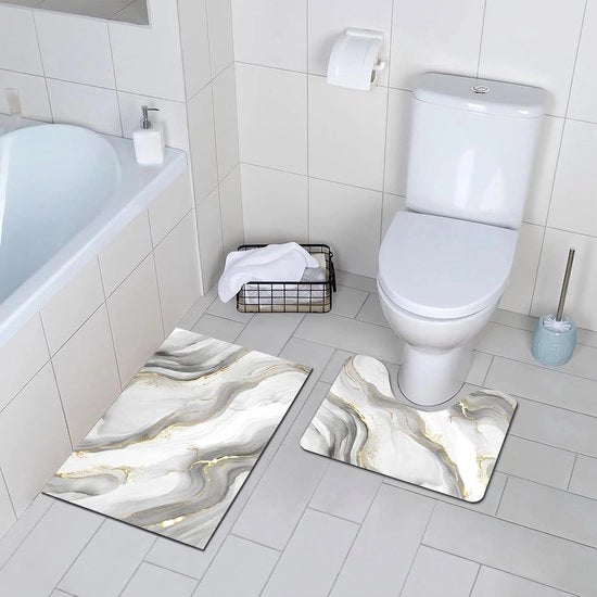 Set di mattonelle - idrorepellente, antiscivolo, facile da pulire - 2 pezzi - marmorizzato bianco - 60 x 40 cm