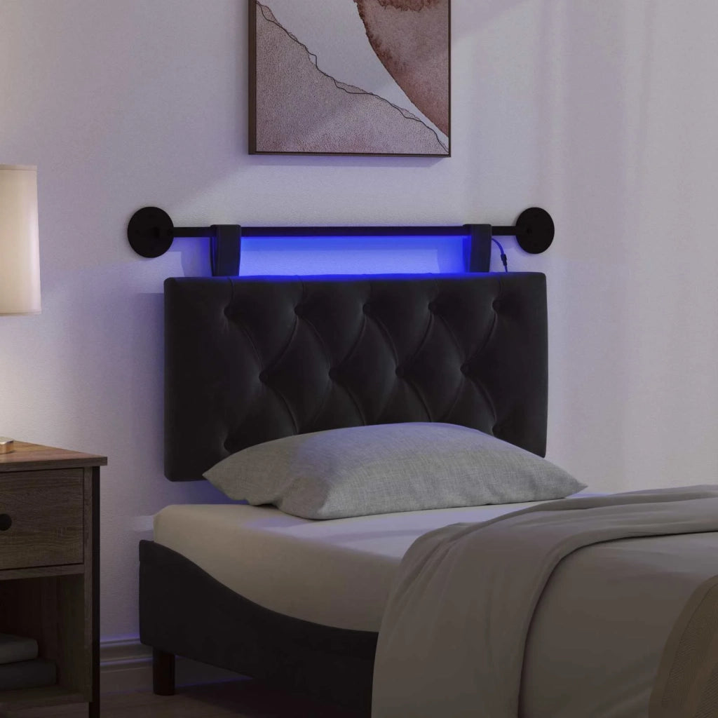 Testiera sospesa Con luce LED Nero Velluto