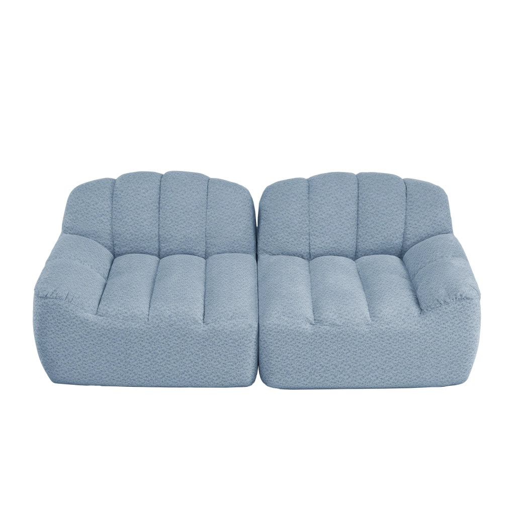 Divano modulare senza struttura con seduta profonda design ergonomico senza montaggio in pile granulato blu