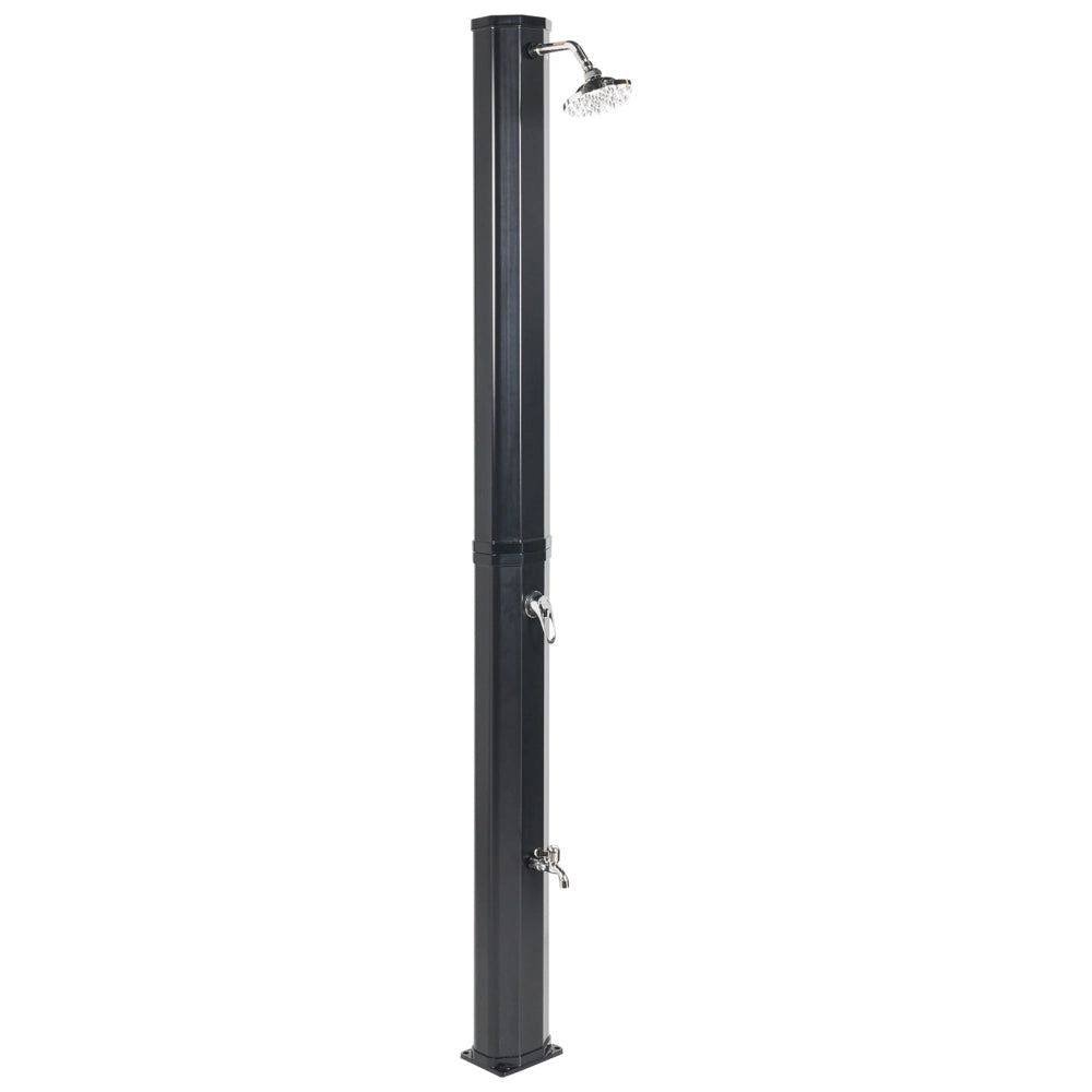 Set doccia miscelatore da esterno in PVC nero con funzione pioggia alimentato ad energia solare Giardino moderno