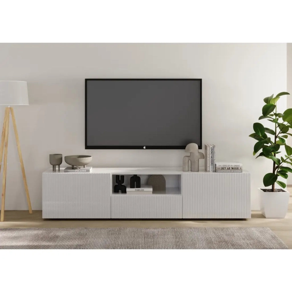 Mobile TV SCENA - L184 x H43 x P42 cm - Bianco lucido