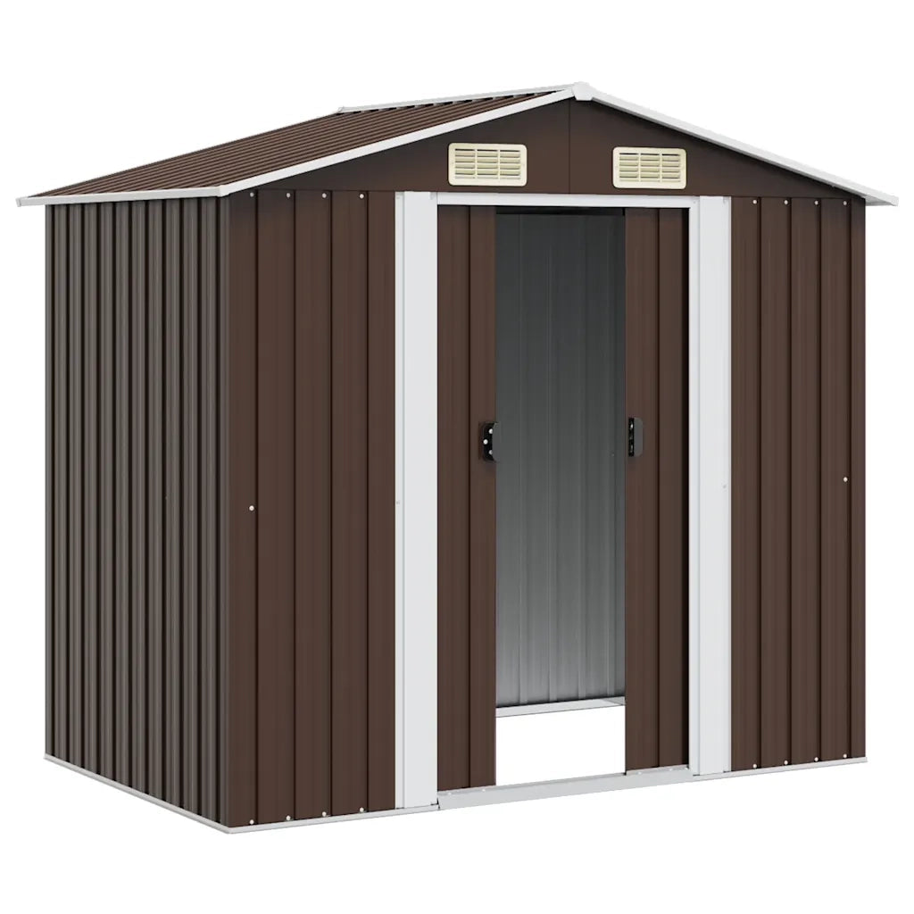 Capanno Attrezzi da Giardino Marrone 204x132x186 cm in Acciaio cod mxl 51693