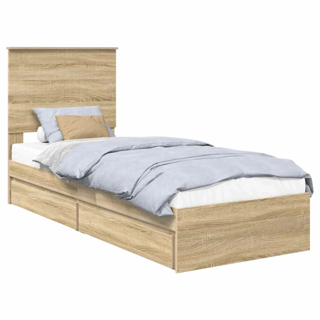 Letto con Contenitore con testiera Rovere Sonoma 75 x 190 cm