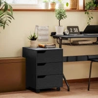 Mobile portaoggetti per ufficio su ruote, 3 cassetti, 40x50x57,5cm, nero