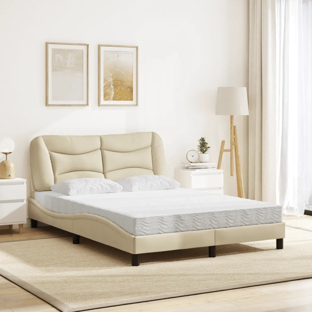Letto con Materasso Hvar Crema 140x19 cm in Tessuto