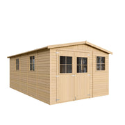 TIMBELA M337+M337G Casa da giardino in legno naturale CON PAVIMENTO IMPREGNATO A226x516x324 cm/15 m²