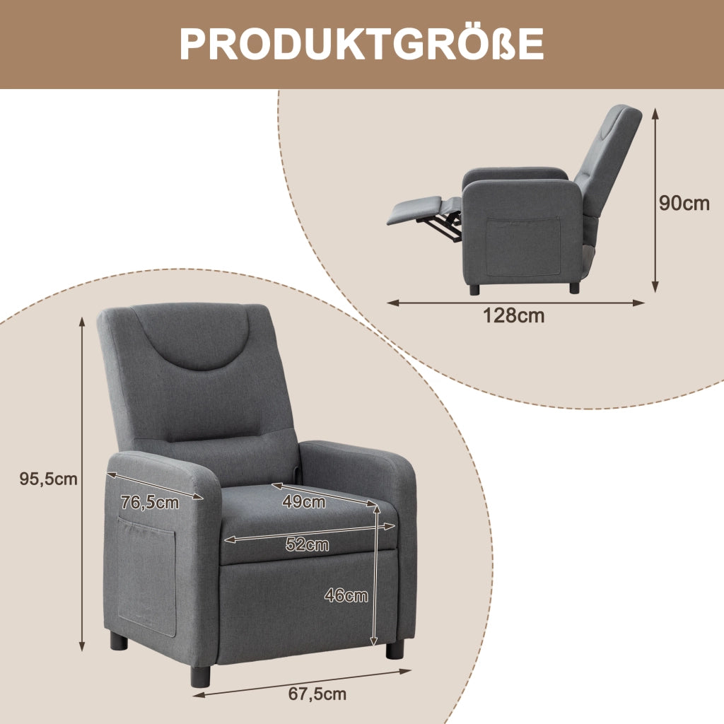 Poltrona relax con funzione reclinabile regolabile - Zephmum- Colore grigio scuro