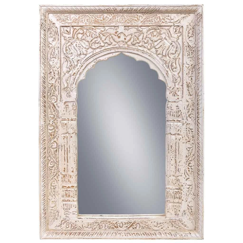 Specchio in legno e vetro bianco 60x6x87