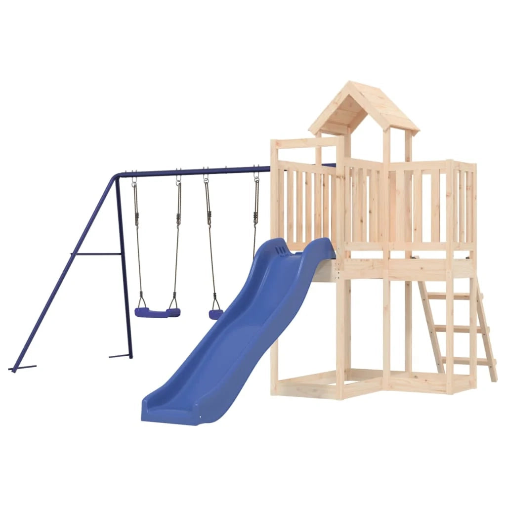 Altalene per parco giochi all'aperto scivolo altalene robuste giochi da giardino 356 x 378 x 214 cm legno di pino massiccio 02_0004719